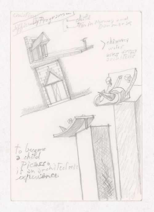 Sketch details and notes for Kolonihaven - The International Challenge, Copenhagen, Denmark; verso: Sketch details for Kolonihaven - The International Challenge, Copenhagen, Denmark