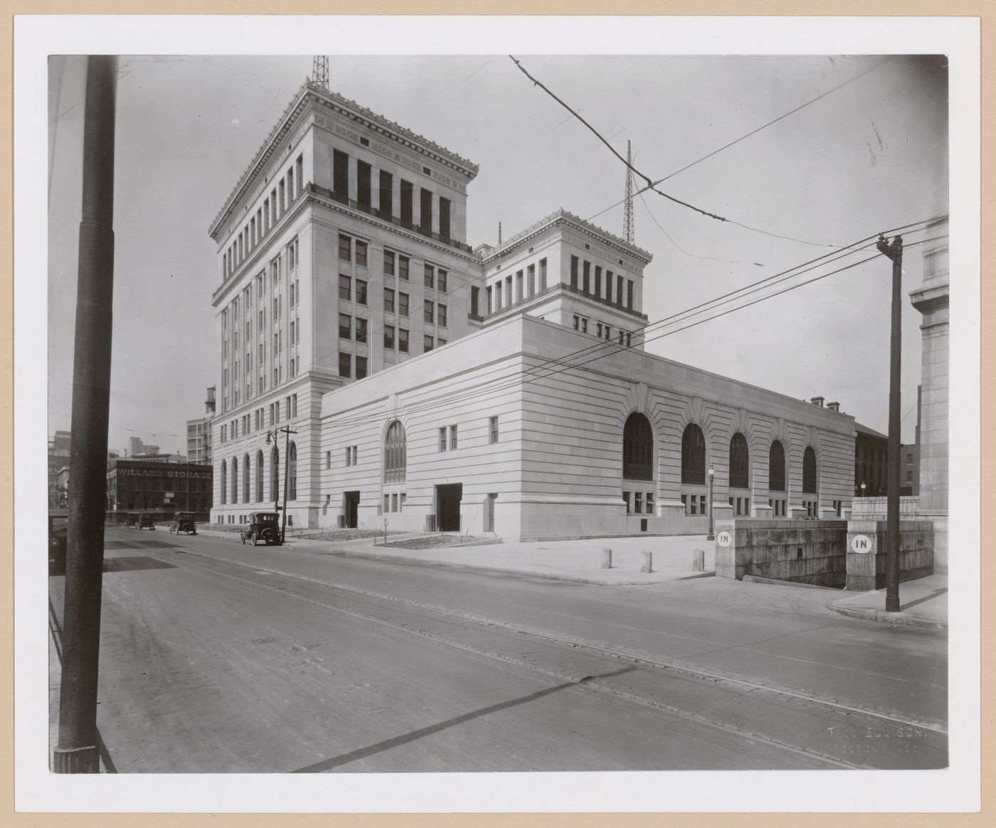View of lateral and rear façades of the Police Headquarters, Detroit, Michigan