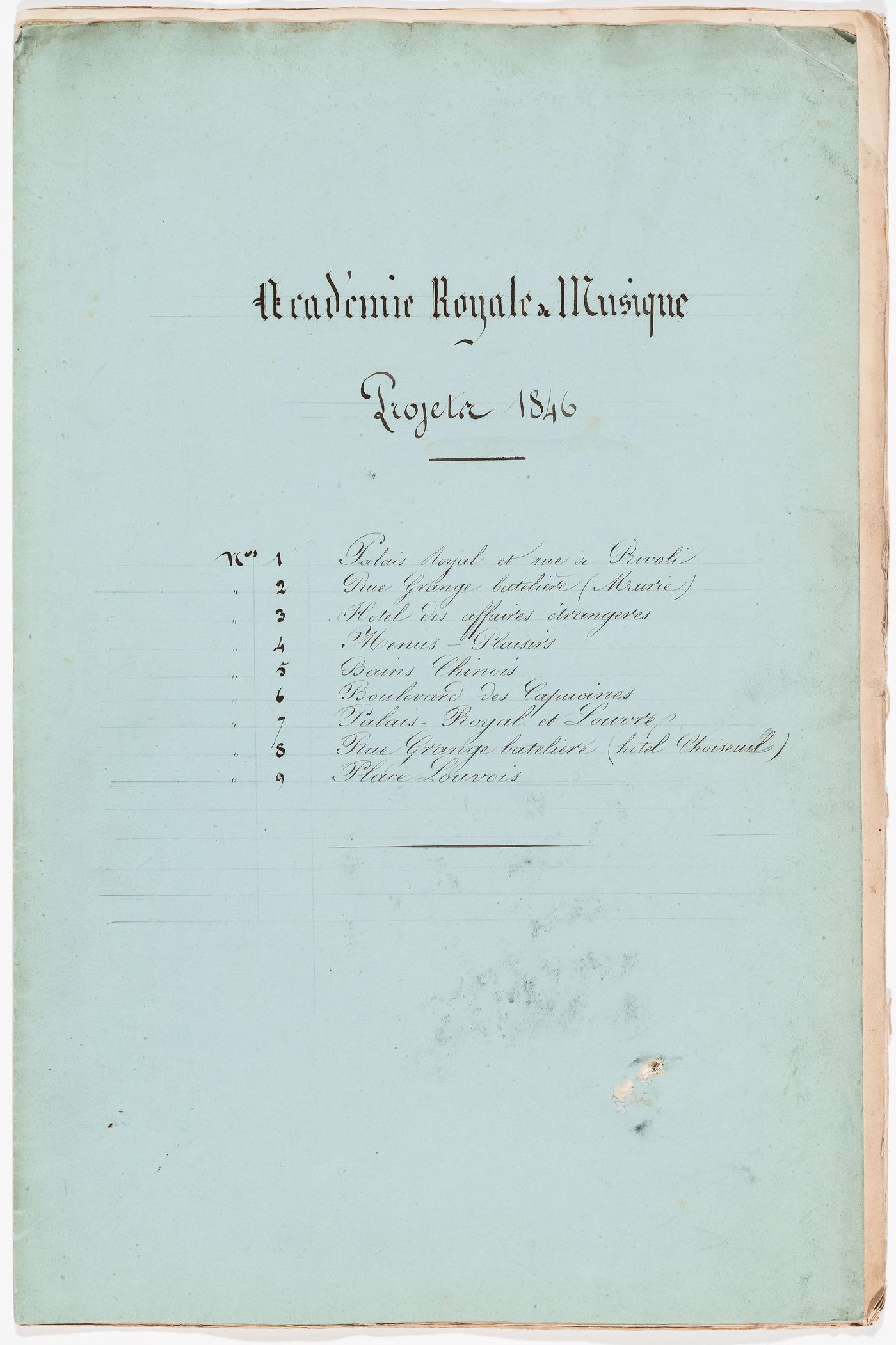 Academie Royale de Musique Projets 1846
