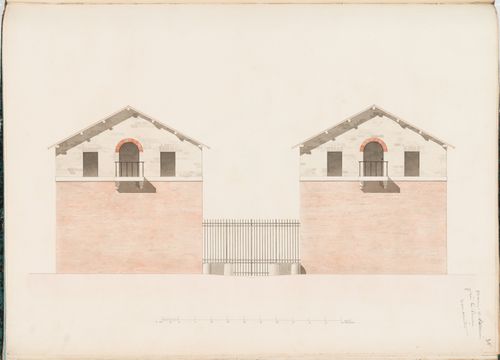 Side elevation for a manège and a reservoir, Parc de Clichy