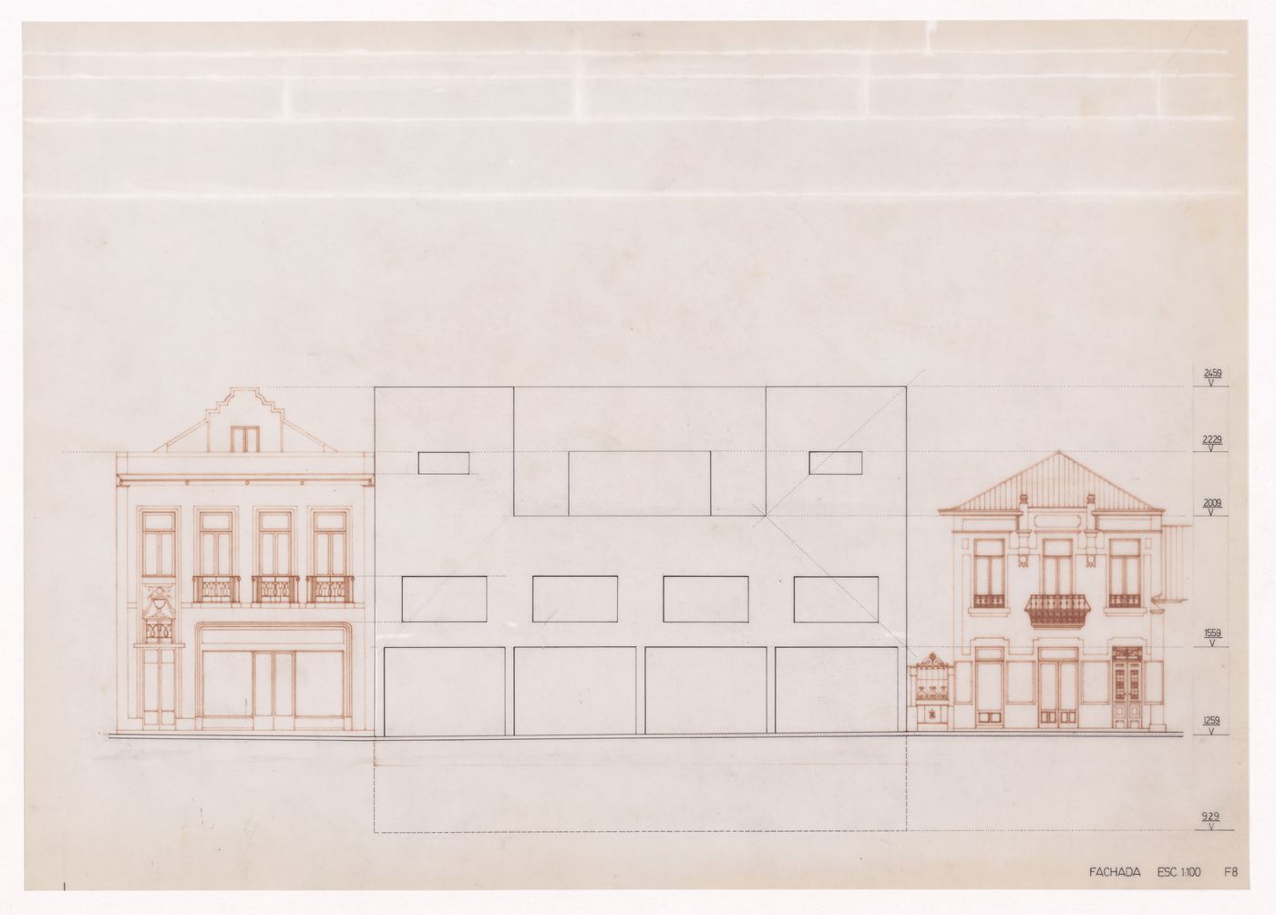 Facade elevation for Caixa Geral de Depósitos, Matosinhos, Portugal