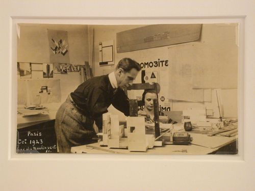 Rue du Moulin Vert, Studio, Theo Van Doesburg and wife Nellie working at desk, Paris, France
