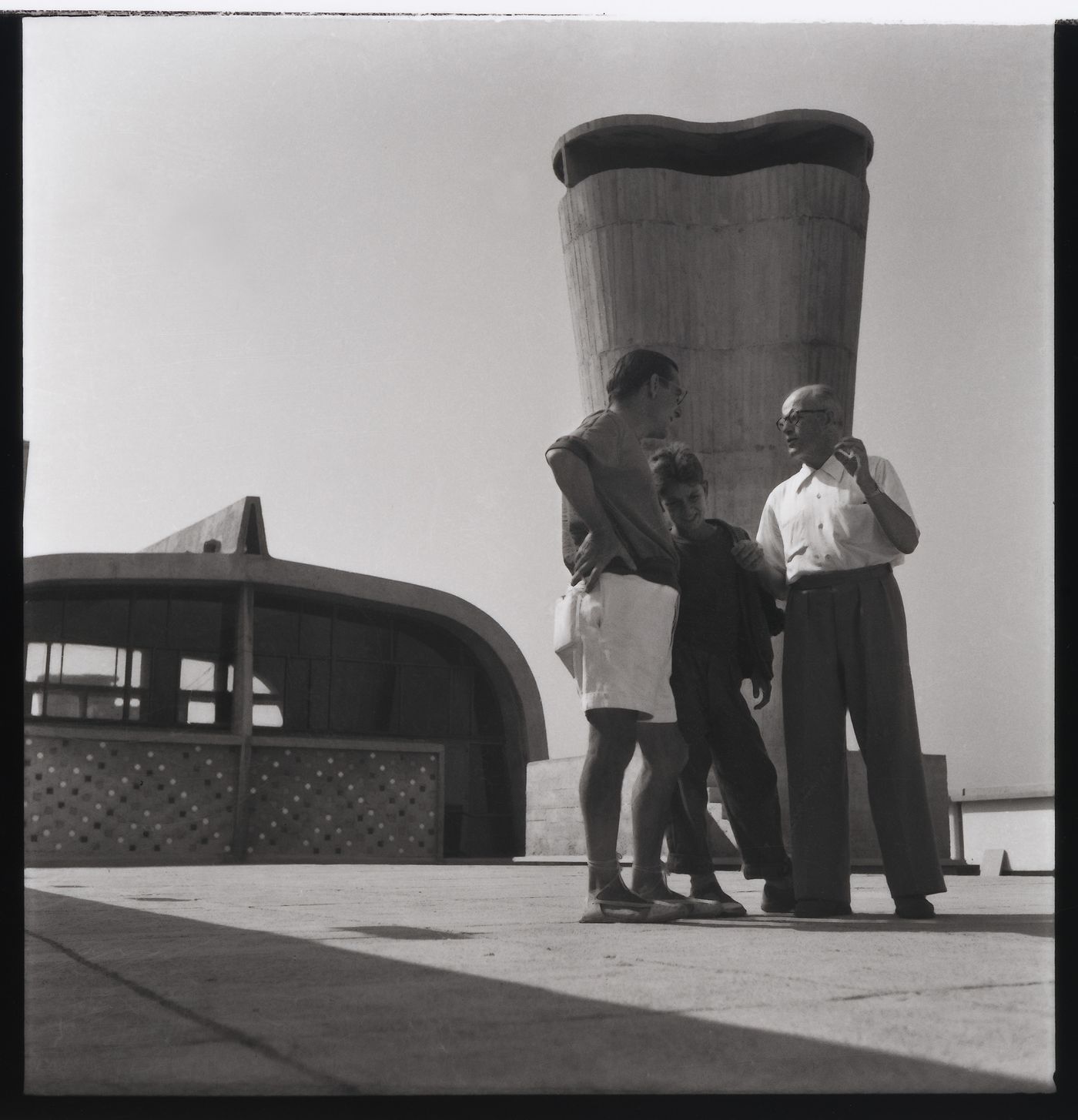 Pierre Jeanneret on the roof of the Unité d'Habitation in Marseille