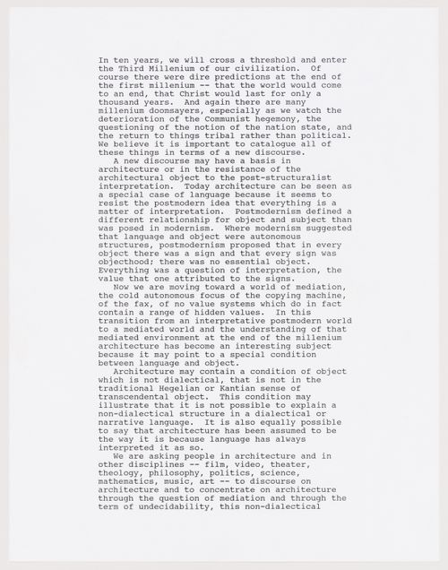 Anyone Corporation's "Philosophic Umbrella" written by Cynthia Davidson