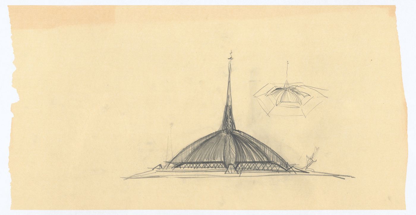 Sketched elevation, North Christian Church, Columbus, Indiana