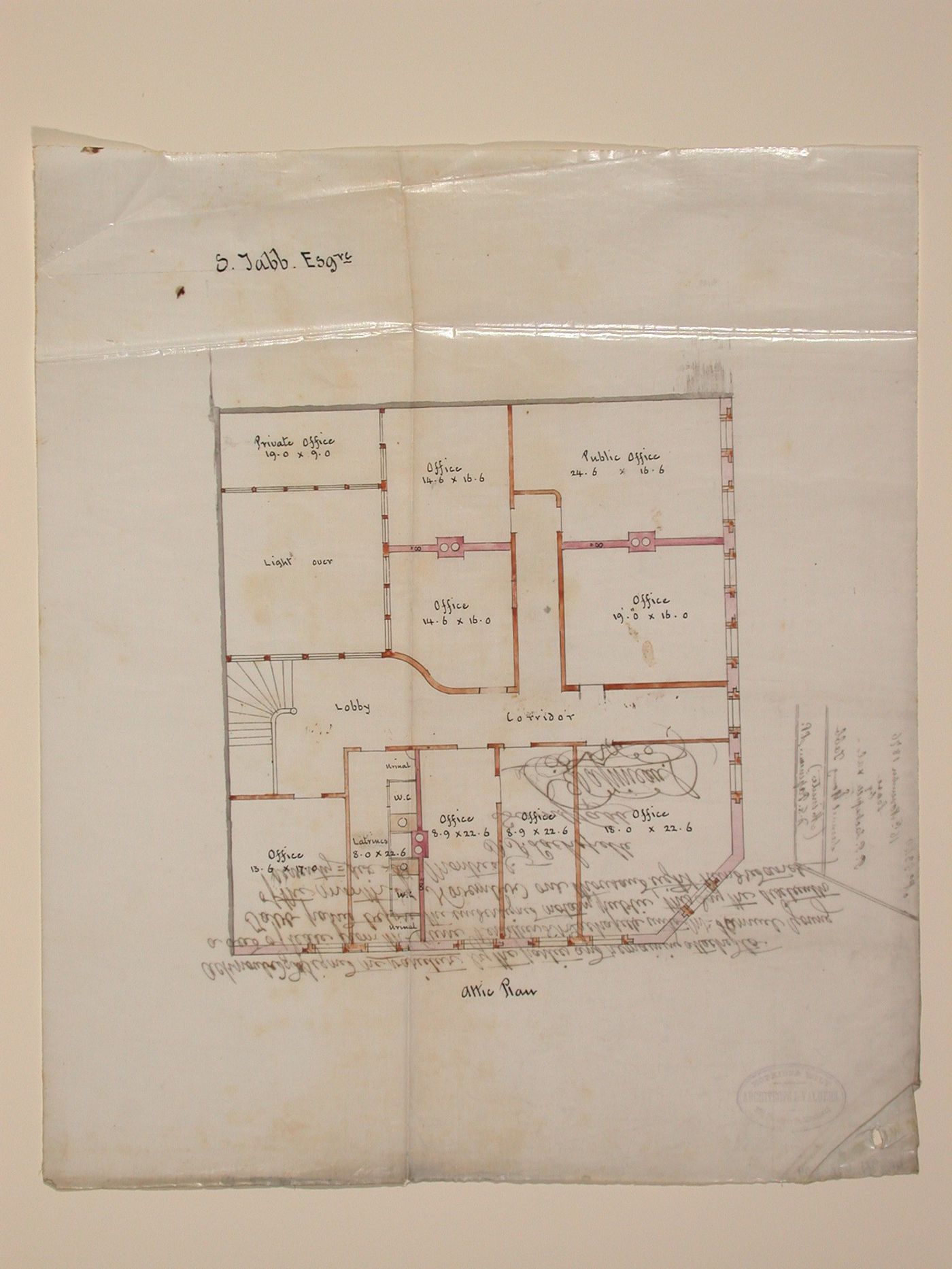 Bldg. belonging to Samuel Young Tabb - attic plan