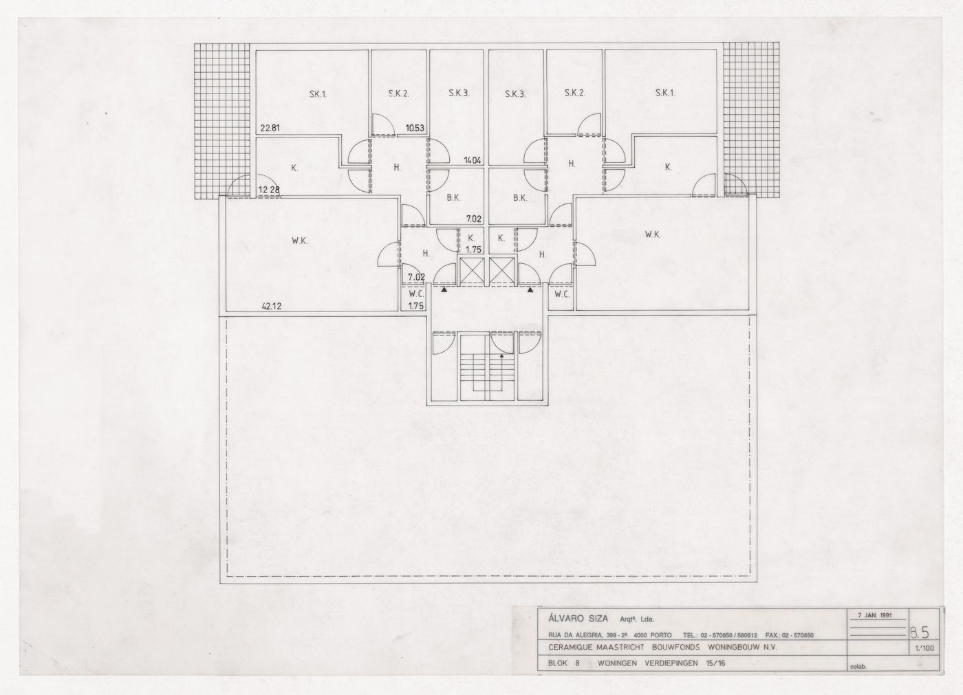 Floor plan for Ceramique Terrein Blocos de habitação e escritórios, Maastrich, the Netherlands