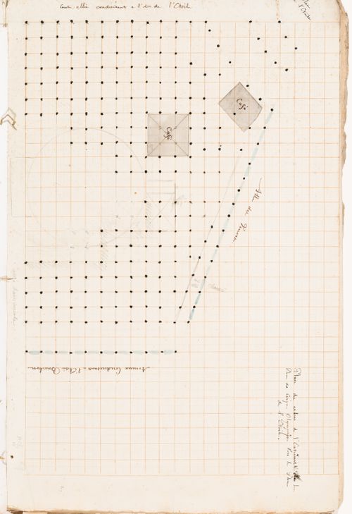 Plan showing the location of trees and cafés in place du Cirque Olympique
