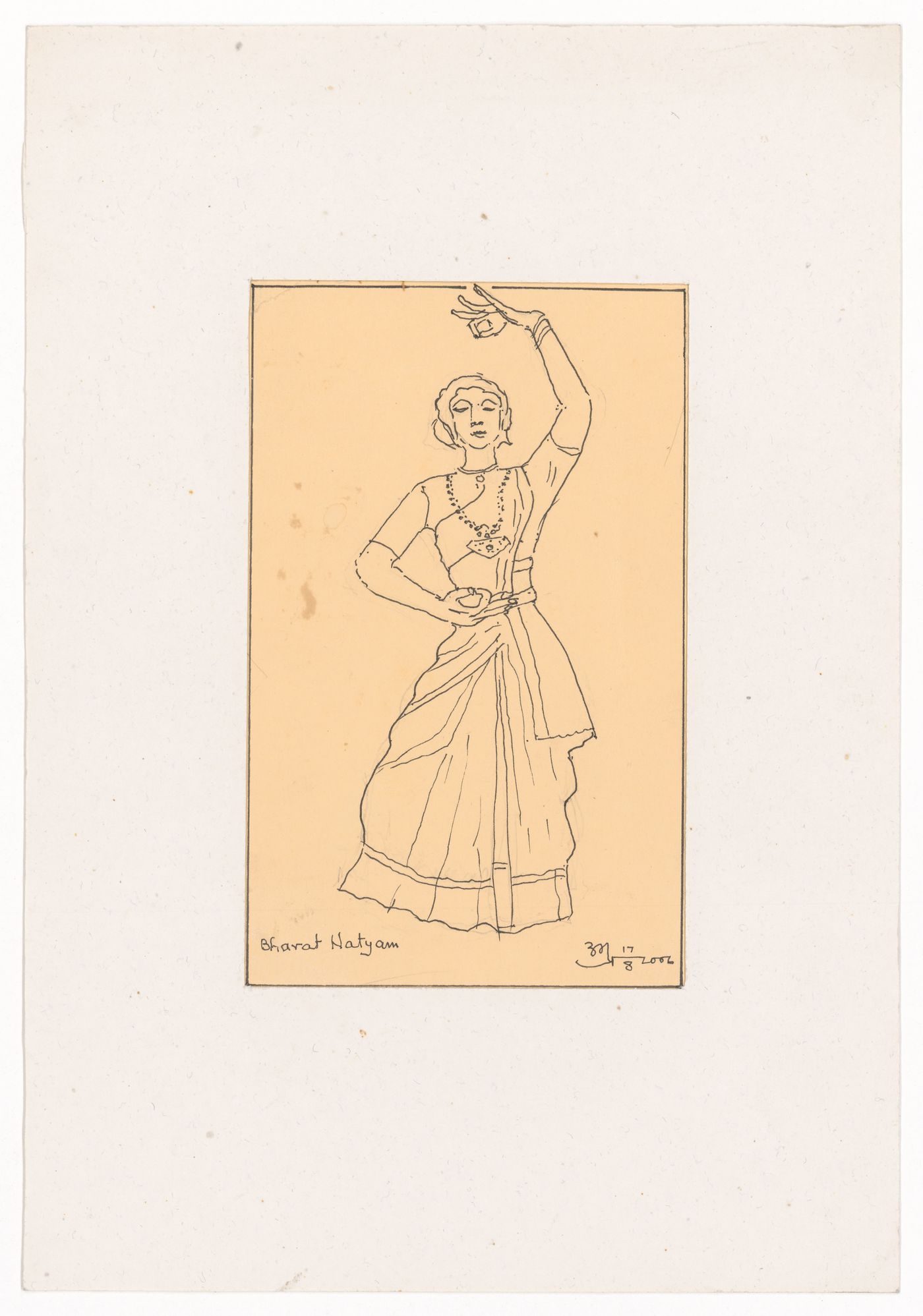 Postcard with person dancing drawn by Aditya Prakash