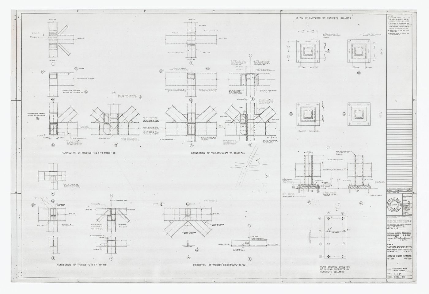 Concourse roof truss details for Ottawa Union Station, Ottawa, Ontario