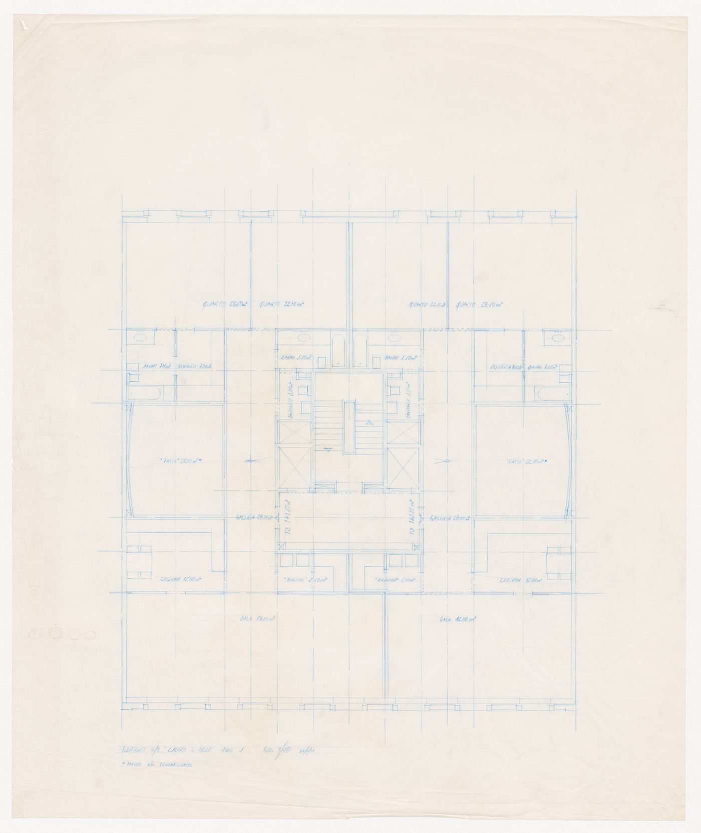 Plan for Edifício Castro e Melo for Reconstrução do Chiado [Reconstruction of the Chiado area], Lisbon