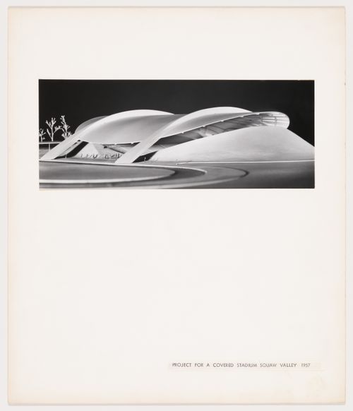 Project for a covered stadium, Squaw Valley, California: side view of model