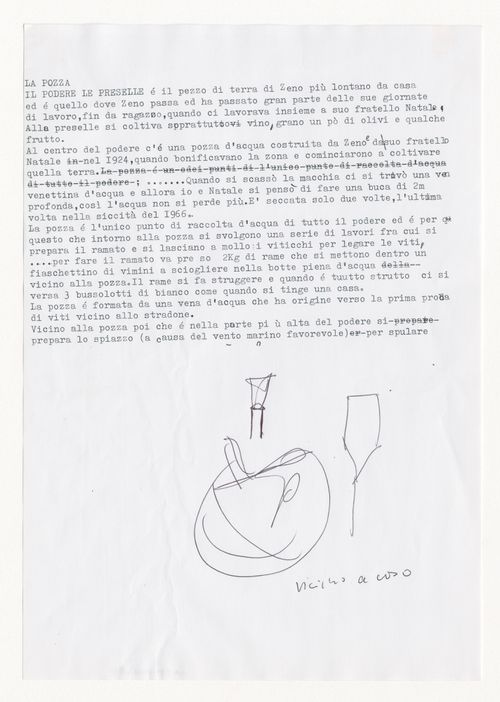 Project description with additional notes and sketches for Zeno, une cultura autosufficiente [Zeno, a self-sufficient culture]