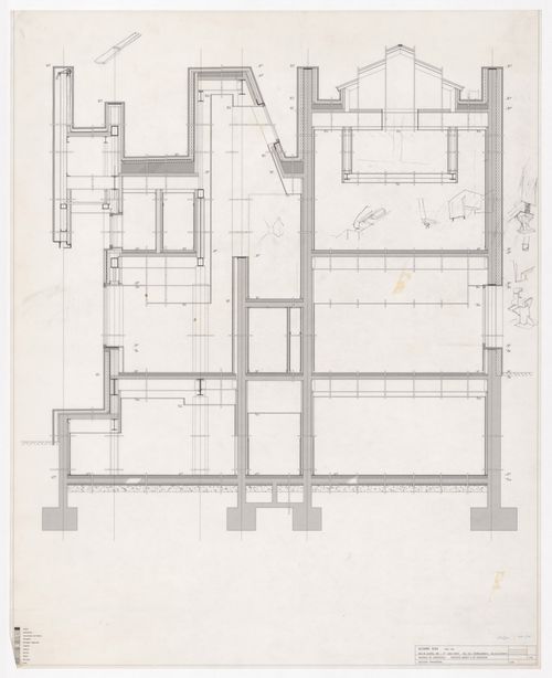 Section and sketch details for Centro Galego de Arte Contemporânea, Santiago de Compostela, Spain