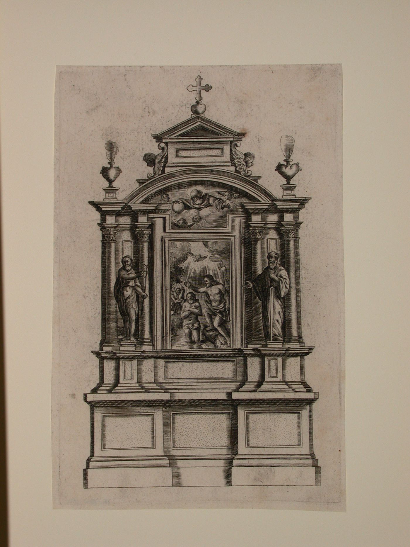 Design for an altar with an altarpiece showing the Baptism of Christ