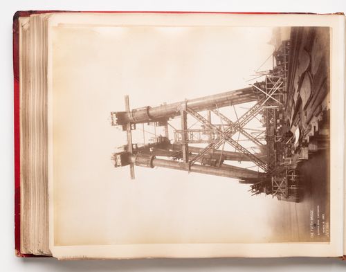 View of the Forth Bridge under construction, Firth of Forth, Scotland, United Kingdom