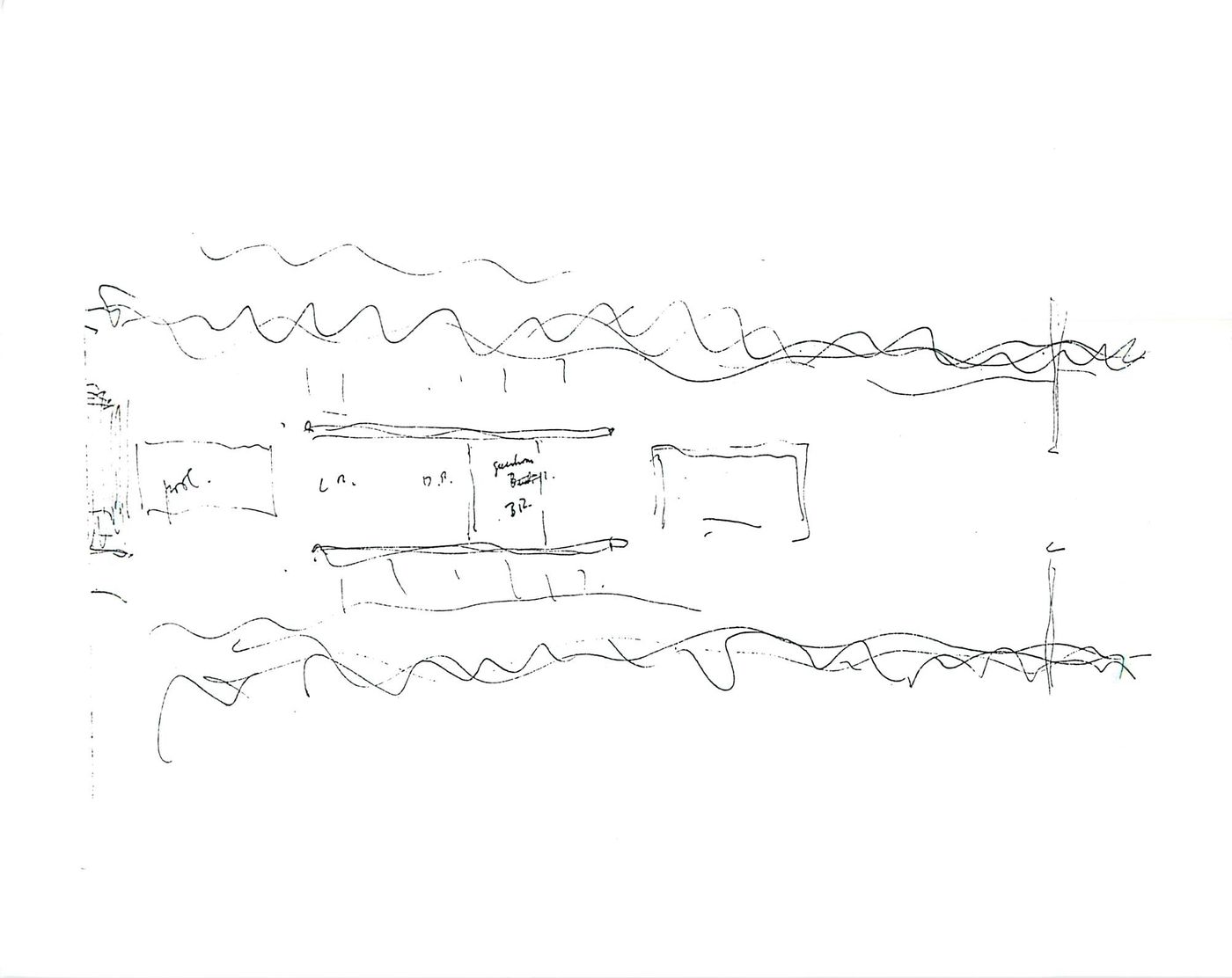 Conceptual sketch, site plan with house, Private Residence, Pacific North-West (also called "Bagley Wright House")
