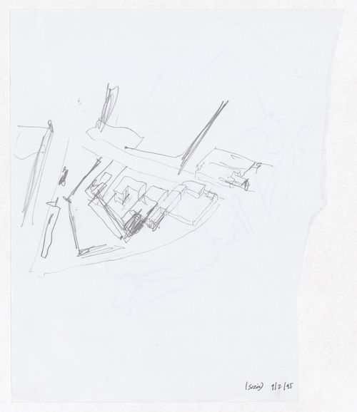 Sketch axonometric view for Plano de Pormenor do Rossio de São Brás, Évora, Portugal; verso: Sketch for Plano de Pormenor do Rossio de São Brás, Évora, Portugal