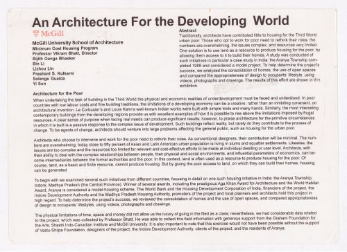 Publication "An Architecture for the Developing World"