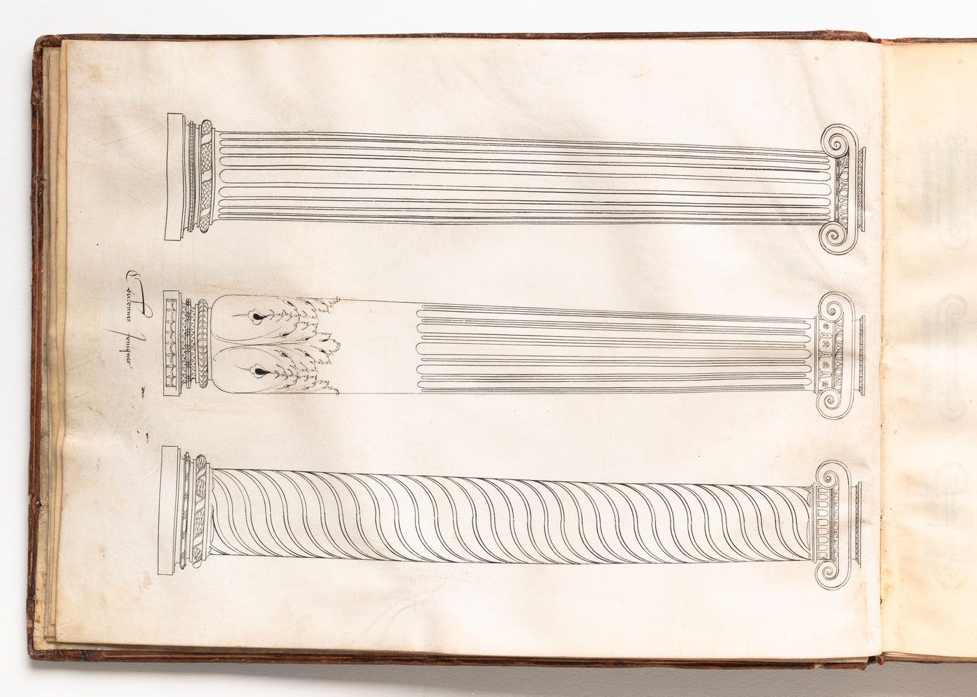 Designs for three Ionic columns