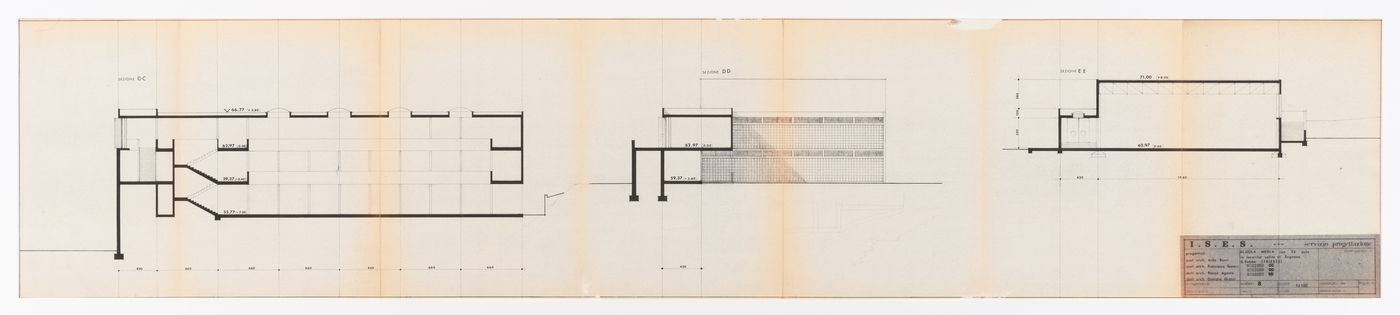 Middle school ("Scuola media") in San Sabba, Trieste, Italy: CC, DD, and EE sections with sketches