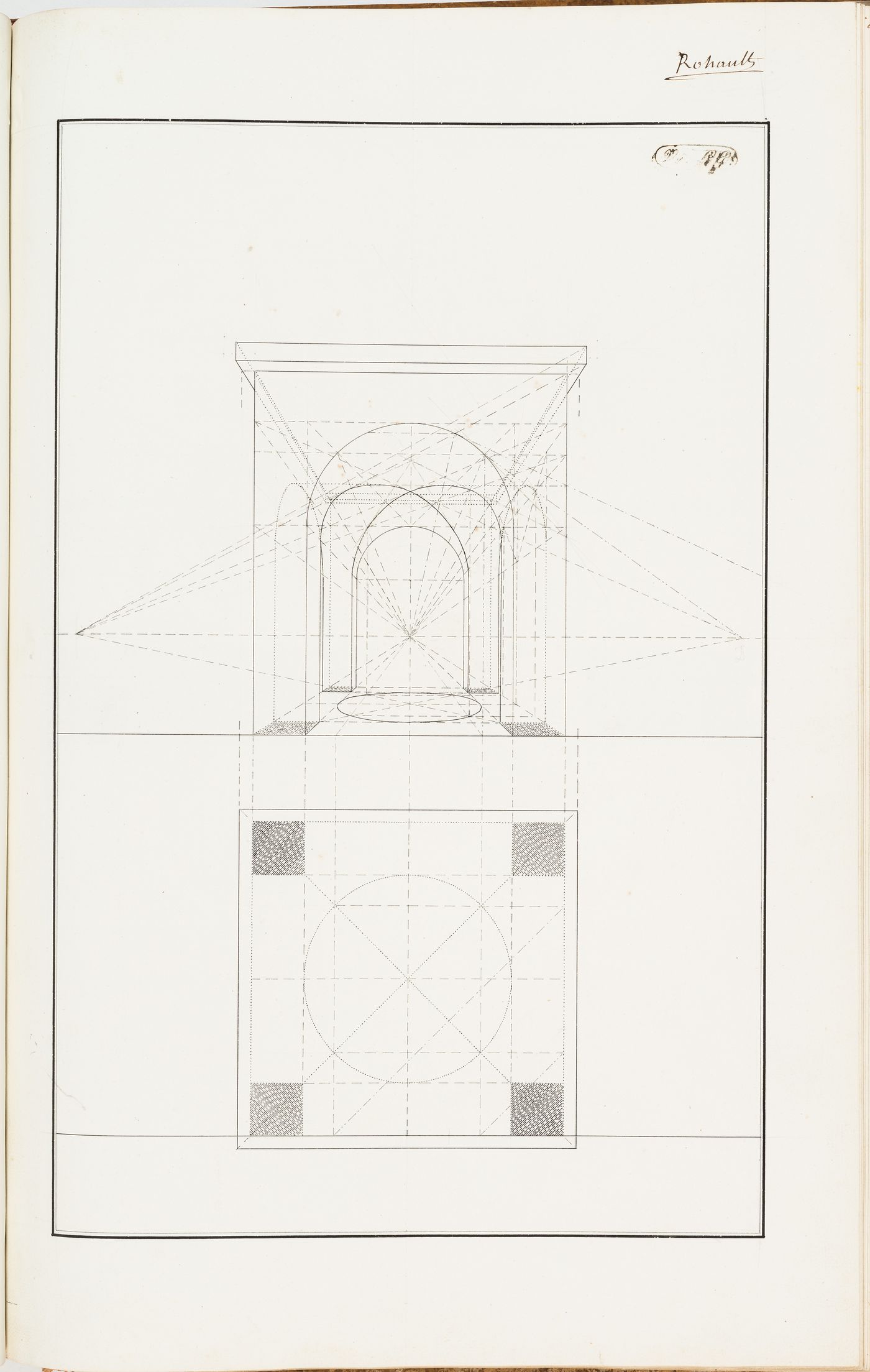 Perspective exercise for a small square pavilion
