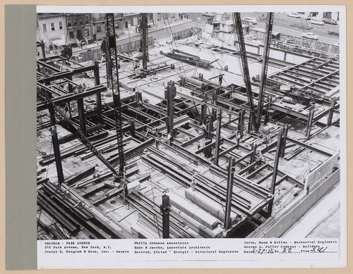 Seagram building under construction, 375 Park avenue, New York, N.Y., south-west view