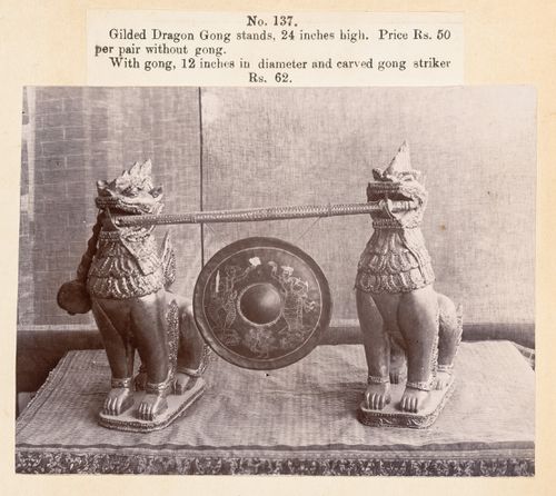 View of a gong, F. Beato Limited, C Road, Mandalay, Burma (now Myanmar)