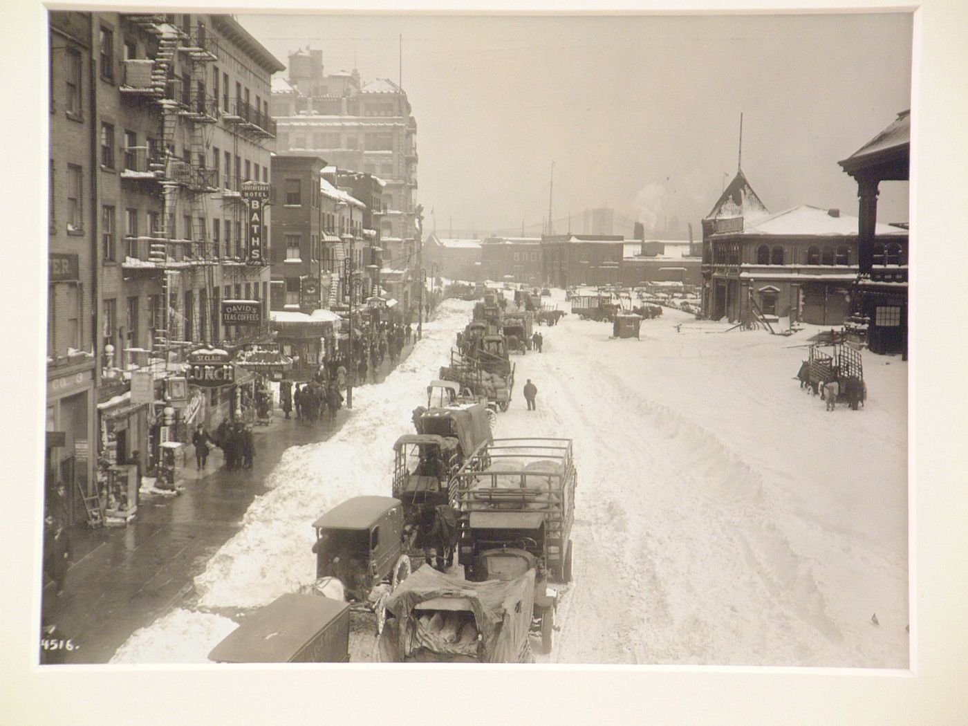 Winter scene along South Street, New York City, New York