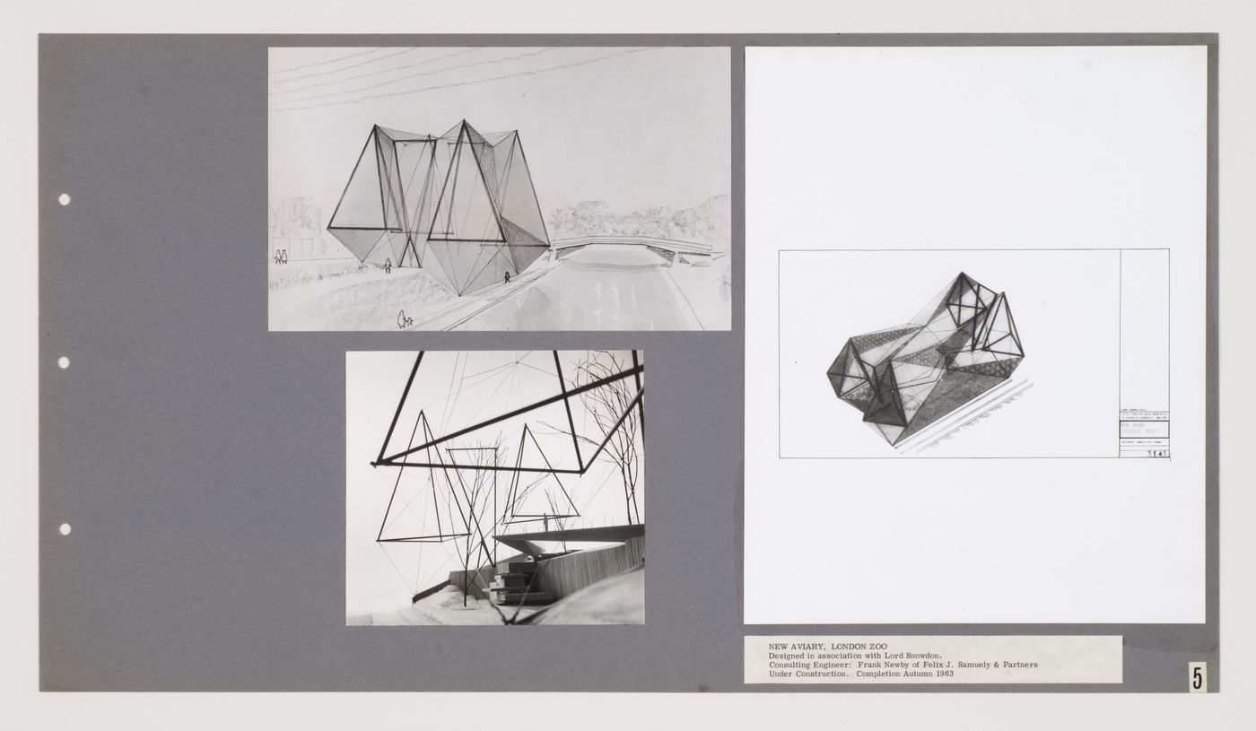 National Theatre and Opera House competition: presentation board showing New Aviary, London Zoo