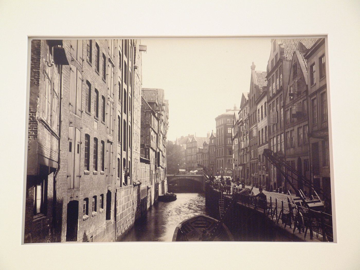 View of canal and Saint Ann's bridge, Hamburg, West Germany