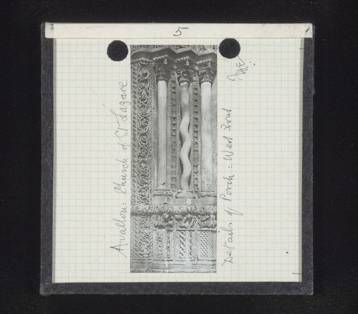 View of jamb shafts of west portal of Saint-Lazare, Avallon, France