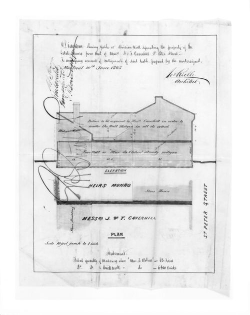 Diagram showing separating wall..- plan & elevation