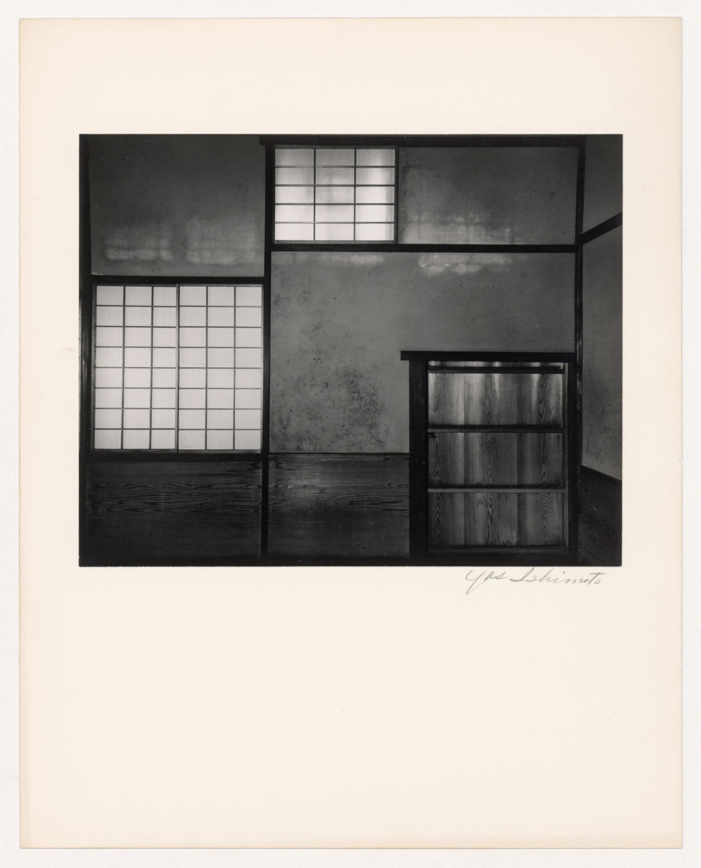 Interior view of the Bathroom of the Middle Shoin showing windows and a door, Katsura Rikyu (also known as Katsura Imperial Villa), Kyoto, Japan