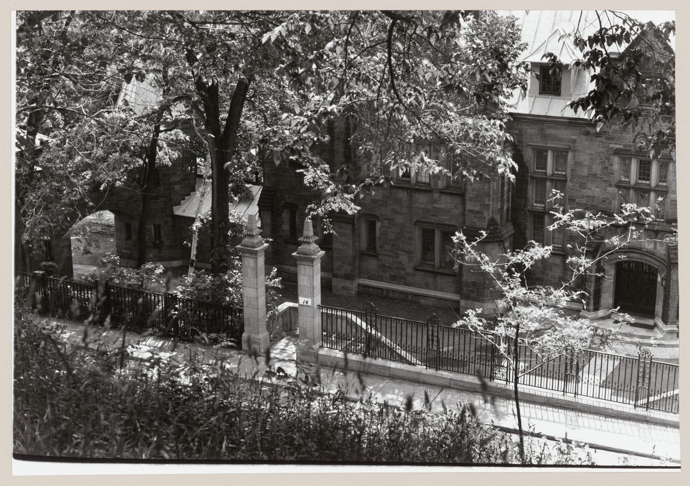 View of the principal façade of a semi-detached house [?] from above, 12-14 Sunnyside Avenue, Westmount, Québec