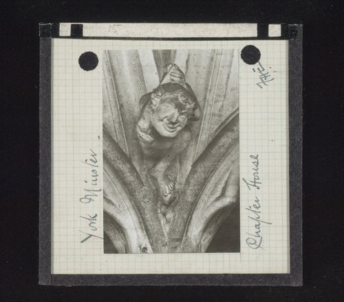 View of grotesque sculpture in Chapter House of York Minster, York, North Yorkshire, England