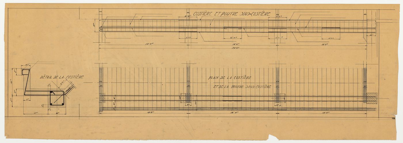 Détails de la coustière et de la poutre sous-coustière, Garage de la Montée du Zouave, Montréal (1919-1920)