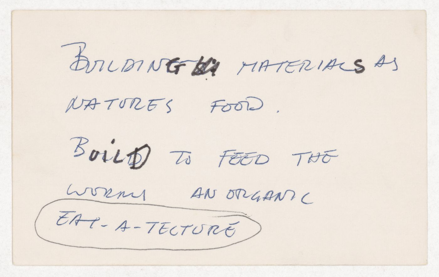 Building materials as natures food / Build to feed the worms an organic eat-a-tecture