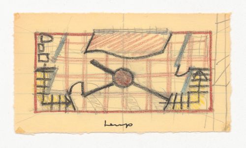Plan and interior perspective for the Nofamily House