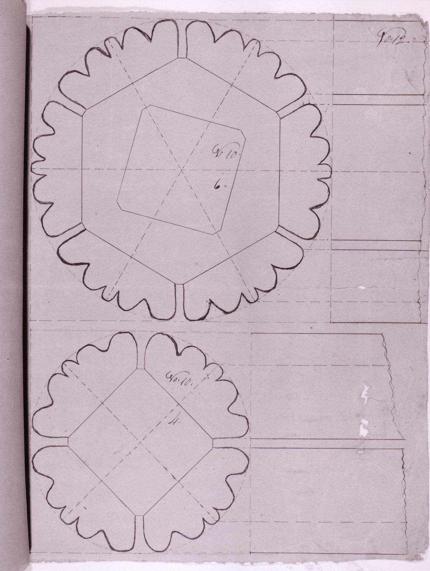 Plans and partial elevations for decorative details for the high altar for Notre-Dame de Montréal