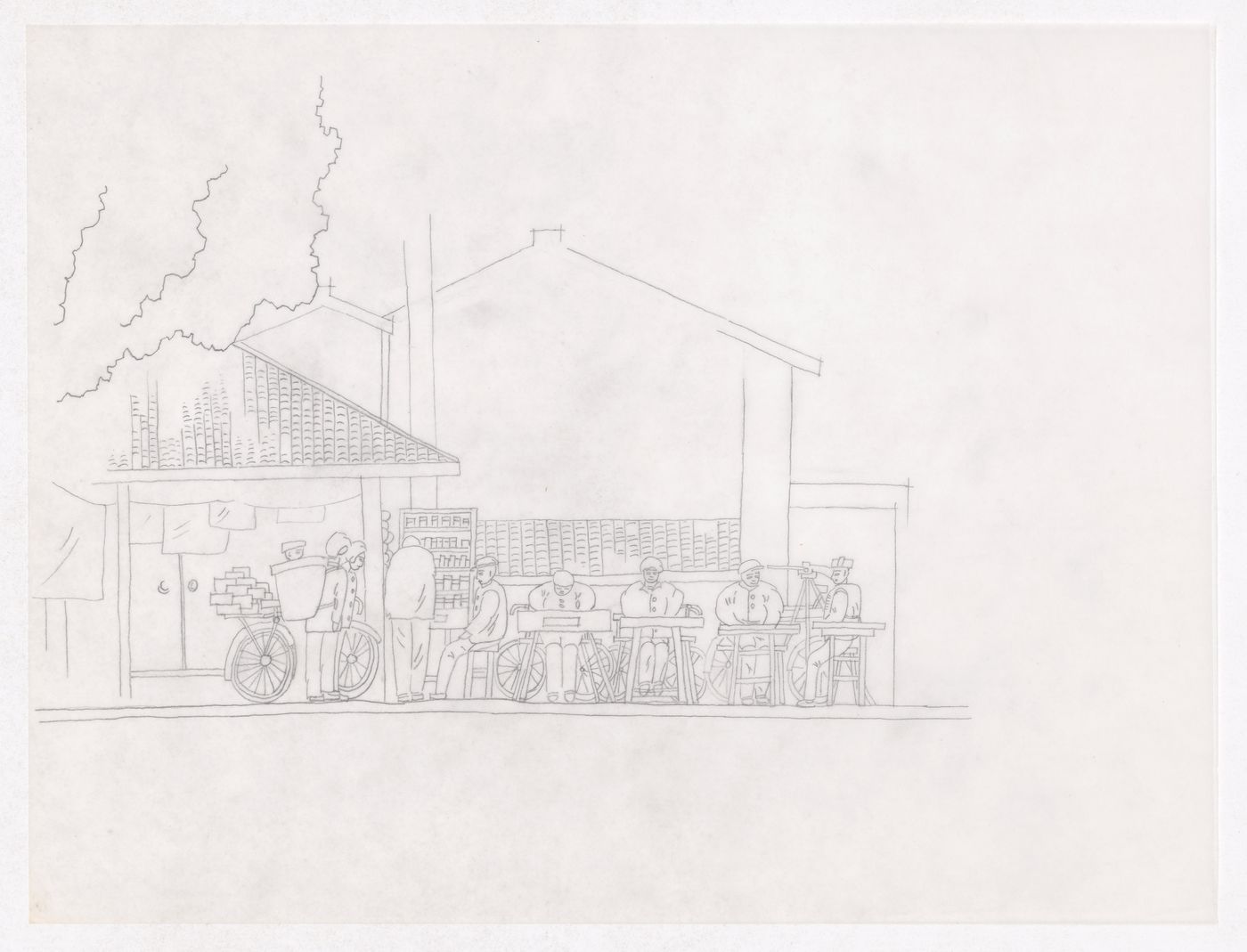 Illustration showing the traditional living patterns for the Sichuan housing project for "Housing a Billion: Urban Upgrading: Design Ideals for Rural China" publication