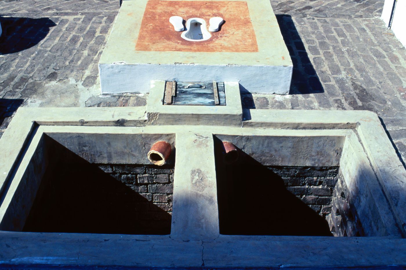 View of sanitary installation used for the Human Settlement Training Package "Package 5: Low-cost Technologies: Pour-Flush Sanitation System"