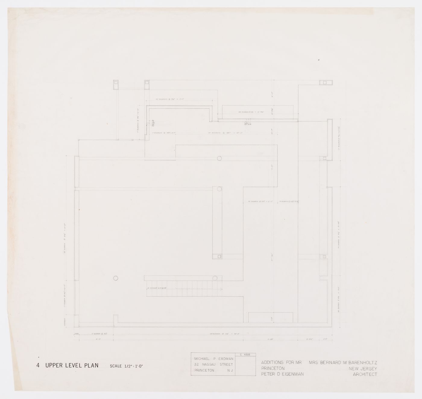 Upper level plan for Barenholtz Pavilion (House I), Princeton, New Jersey