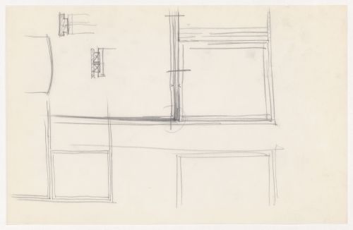 Partial sketch elevations for window glazing, with sketch sectional details for the Metallurgy Building, Illinois Institute of Technology, Chicago