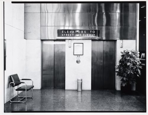 Elevators, South 12th Street entrance, Philadelphia Saving Fund Society (now PSFS), Philadelphia, Pennsylvania