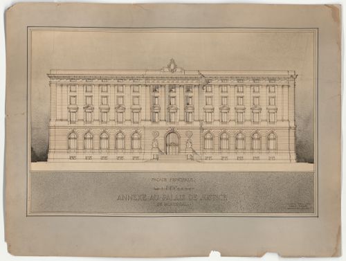 Façade principale,  Annexe au Palais de Justice de Montréal, Montréal, Canada