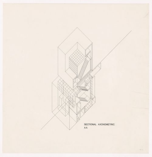 Sectional axonometric for House 11a, Palo Alto, California