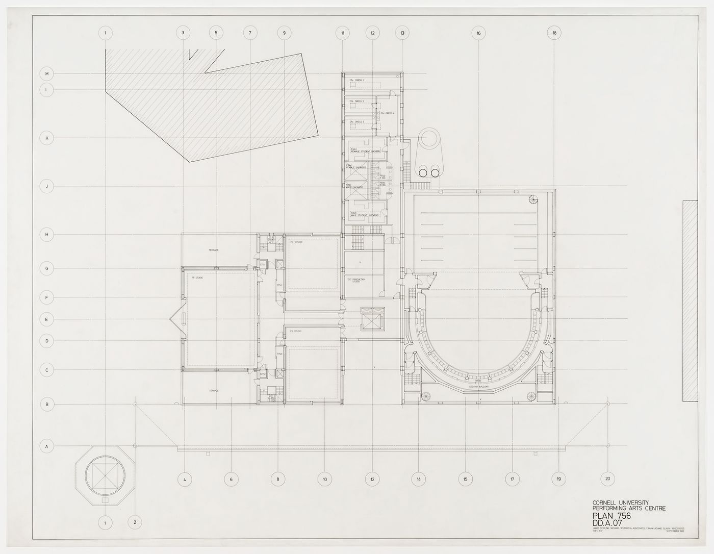 Center for Theatre Arts, Cornell University, Ithaca, New York: upper level plan