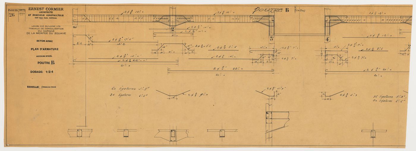 Plan d'armature, Garage de la Montée du Zouave, Montréal