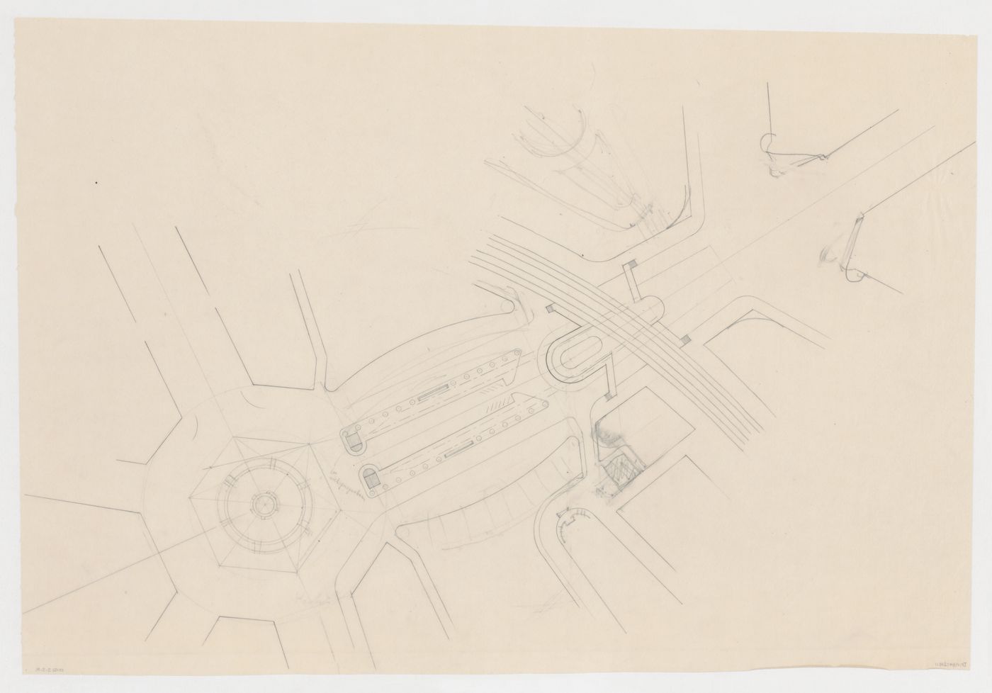 Site plan for the reconstruction of the Hofplein (city centre) showing mixed-use developments and monument plaza, Rotterdam, Netherlands